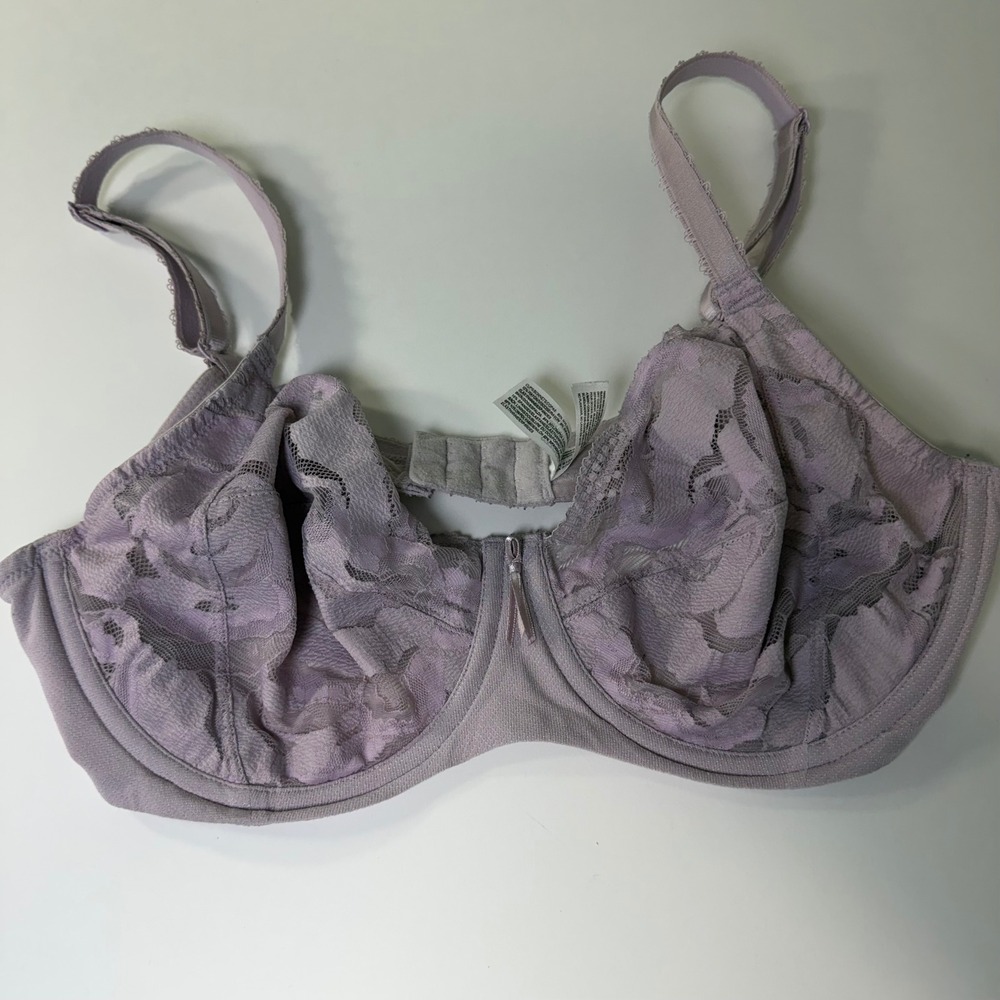 Wacoal Retro Chic Full Figure Underwire Lace Bra Lavender Purple 36D 855223